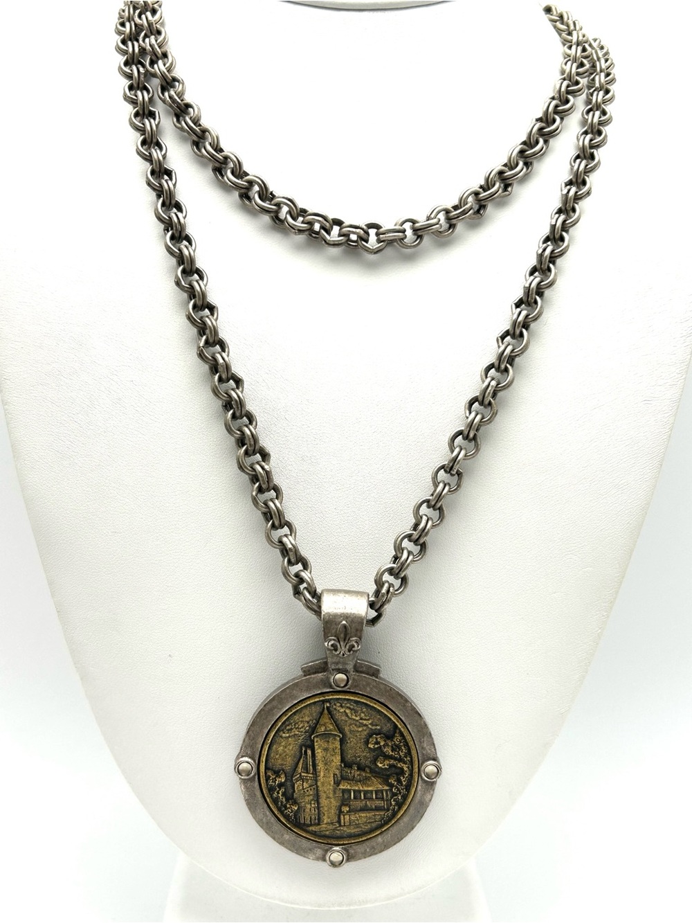 French Kande Pasquier Medallion Pendant Necklace